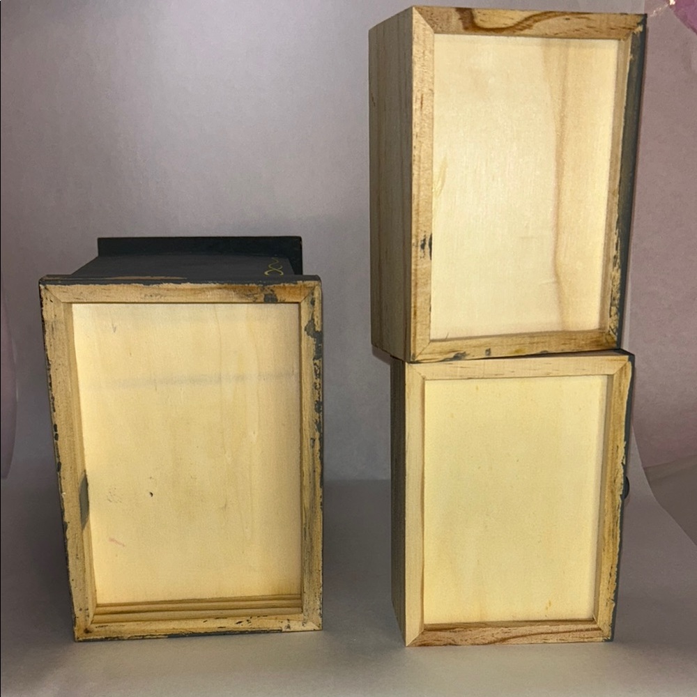 Hand-Made/Painted Gray Jewelry Box/Dollhouse 2 Drawer Dresser w/Neon Yellow Dsgn - Picture 9 of 16